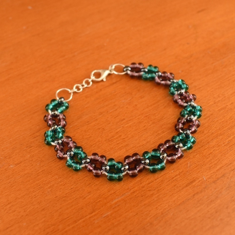 Turquoise Magenta Beaded‎ Bracelet